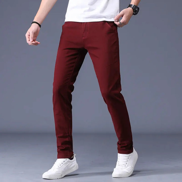 Men's maroon slim fit chinos – bold and stylish tapered pants for casual streetwear looks