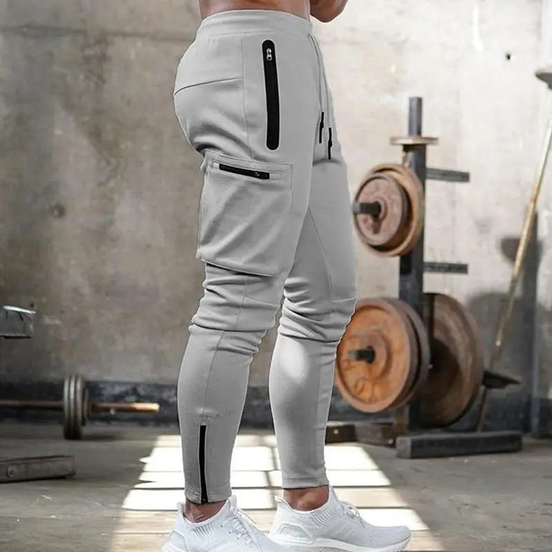 Stylish men’s athletic joggers in light grey camo – ideal for fitness or loungewear