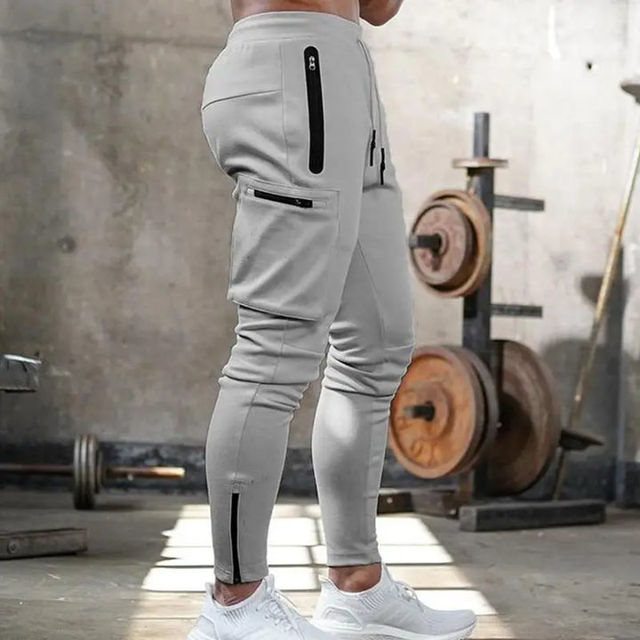 Stylish men’s athletic joggers in light grey camo – ideal for fitness or loungewear