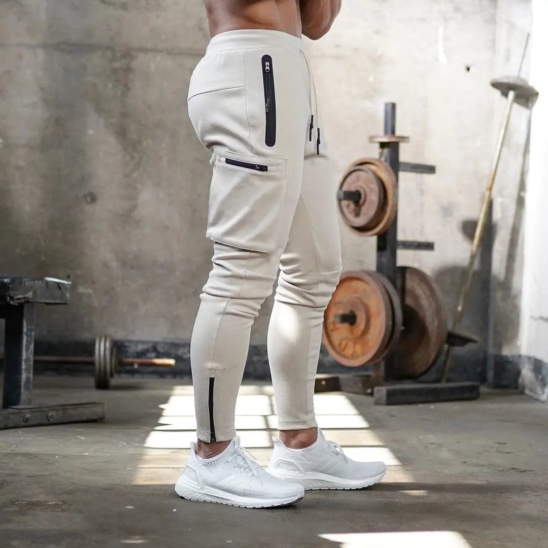 Men’s grey camouflage sweatpants with fitted ankle cuffs – streetwear inspired