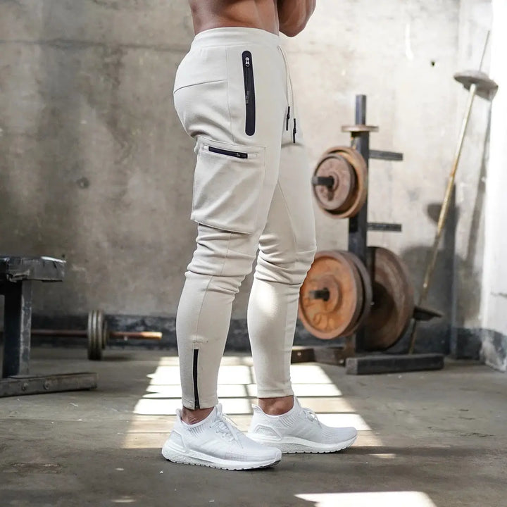 Men’s grey camouflage sweatpants with fitted ankle cuffs – streetwear inspired
