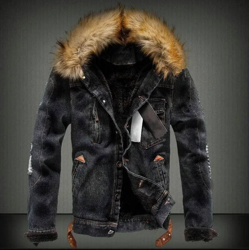 Cozy Luxe Fur-Lined Denim Jacket EvolvMode