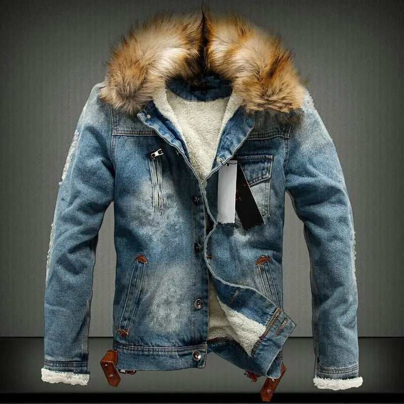 Cozy Luxe Fur-Lined Denim Jacket EvolvMode