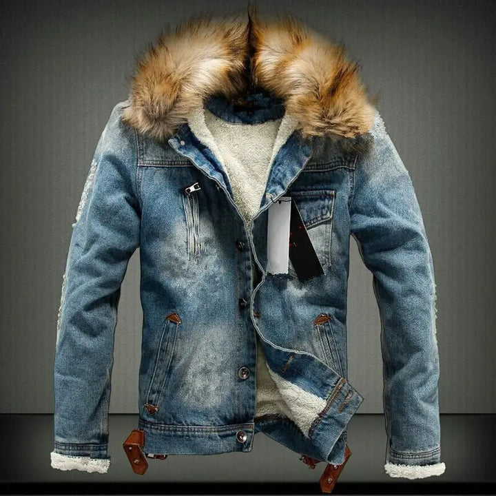 Cozy Luxe Fur-Lined Denim Jacket EvolvMode