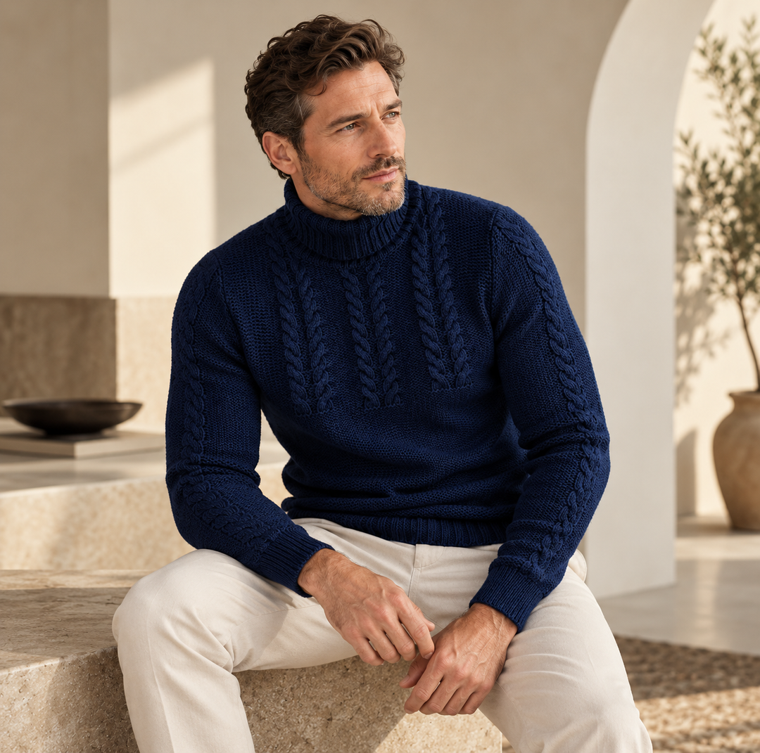 Ravaro Ribbed Cable Turtleneck