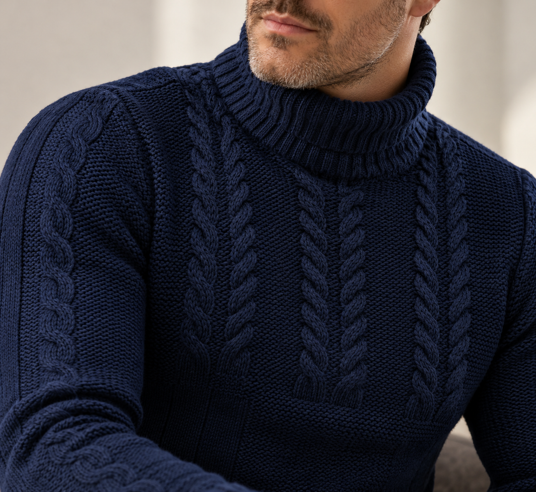 Ravaro Ribbed Cable Turtleneck