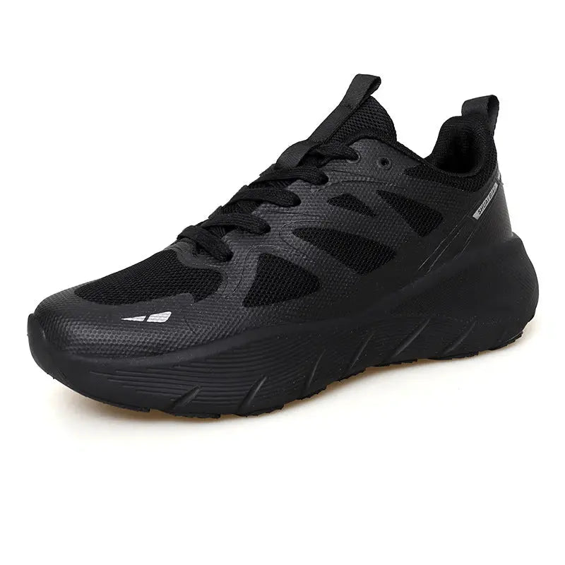 Breathable white mesh athletic sneakers with black outsole, ideal for running, walking, and everyday activewear.