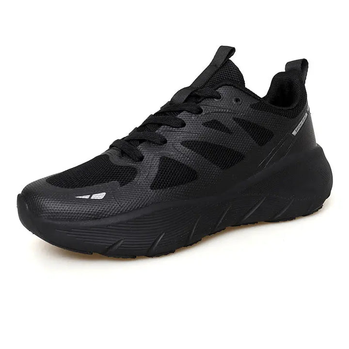 Breathable white mesh athletic sneakers with black outsole, ideal for running, walking, and everyday activewear.