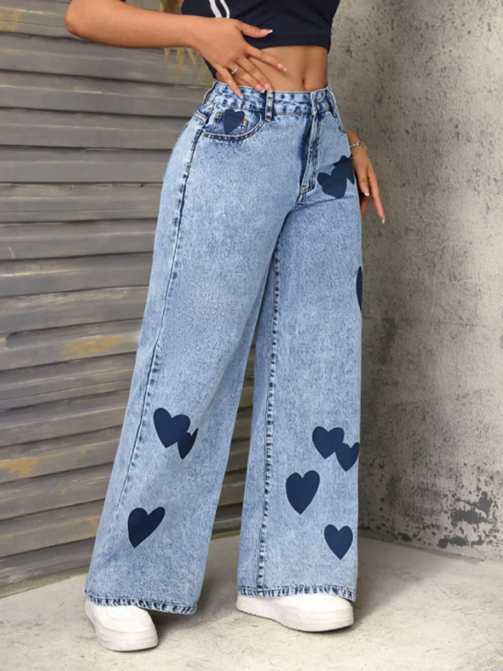 Amoura Heart Luxe Wide-Leg Jeans EvolvMode