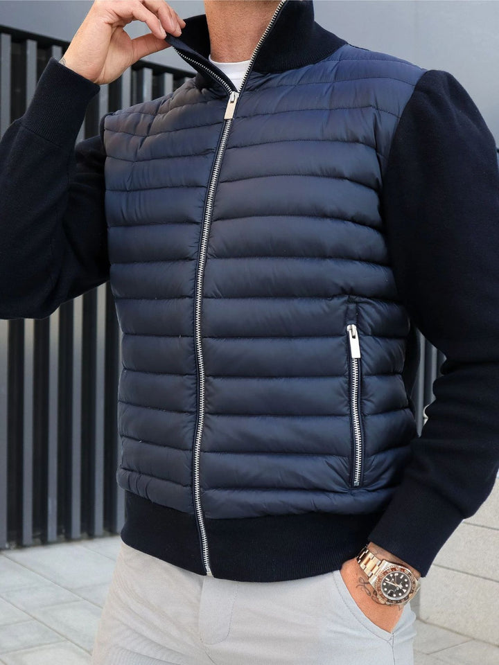 Winter men's cotton jacket with patchwork stand-up collar, sweater coat, cross-border casual warm cotton jacket, European and American foreign trade men's clothing