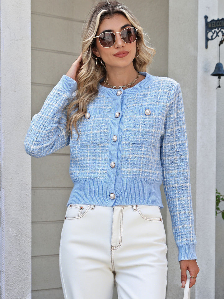 Aurelia Luxe Tweed Button Cardigan | Women’s Knit Jackets