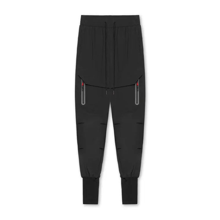 Men’s black utility jogger sweatpants with side zipper pockets – slim-fit cargo joggers for workout and urban wear