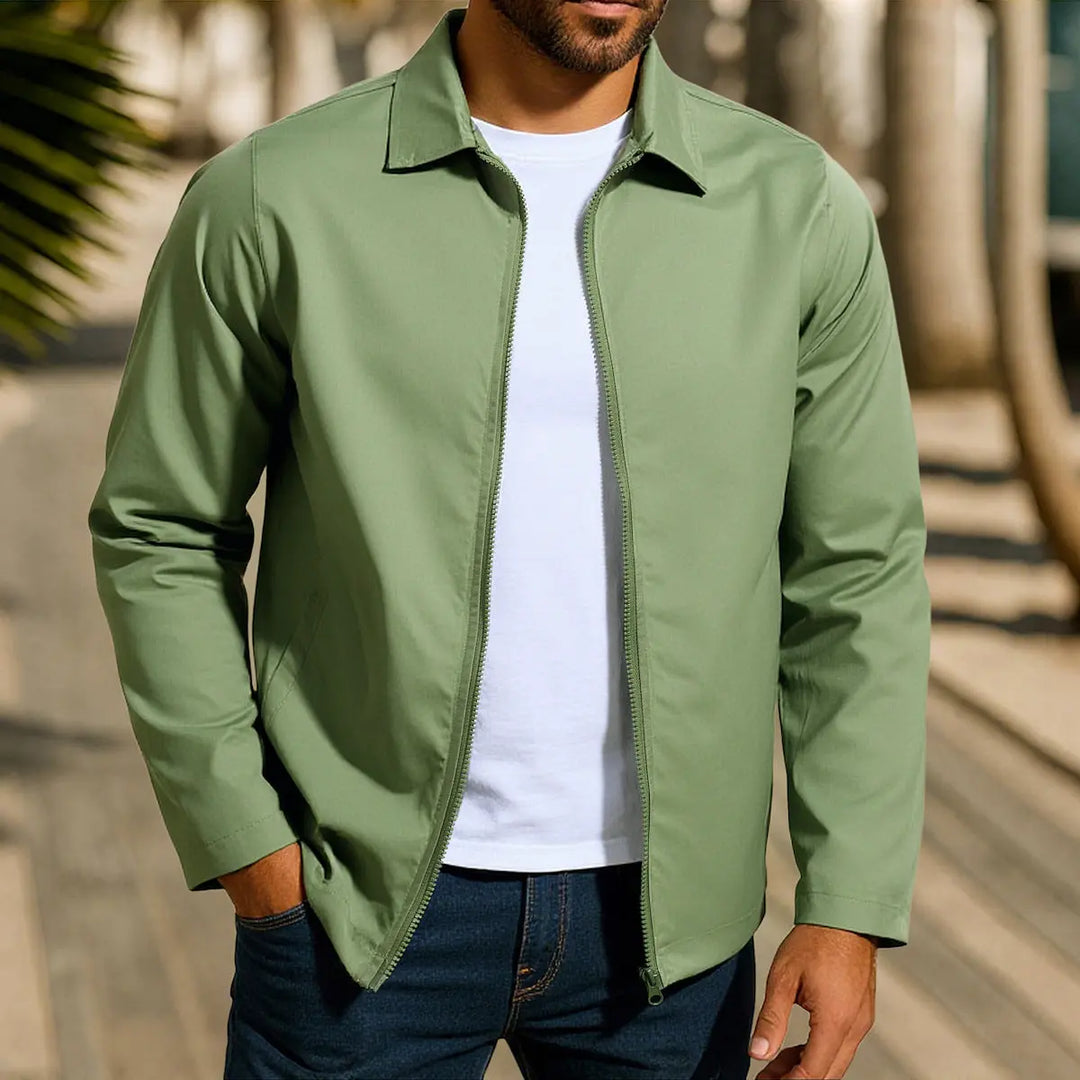 Light green men's spring jacket – modern outerwear for layering in mild weather