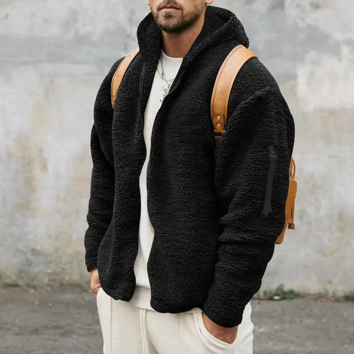 Mens Plush Fleece Hooded Jacket EvolvMode