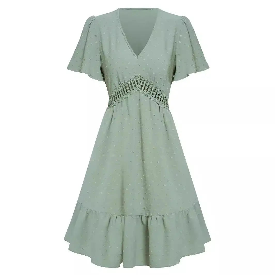 Summer Short-Sleeve Midi Dress EvolvMode