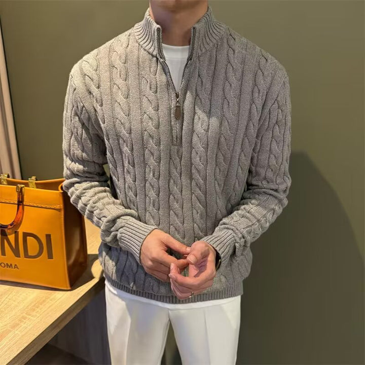 <font dir="auto" style="vertical-align: inherit;"><font dir="auto" style="vertical-align: inherit;">Cross-Border Autumn and Winter Men's Stand-Up Collar Twisted Half-Zip Knitwear High-Quality Knitwear Jacket Pure Color Mercerized Cotton Men's Style</font>