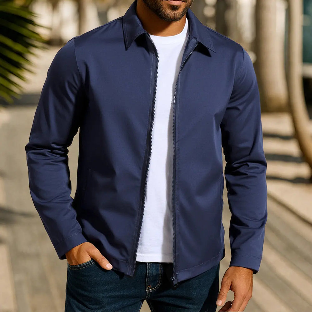 Navy blue casual men's lightweight jacket – versatile zip-up for everyday wear