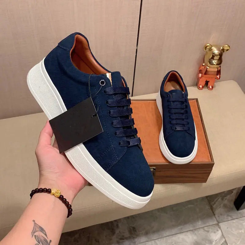 A navy blue casual sneakers