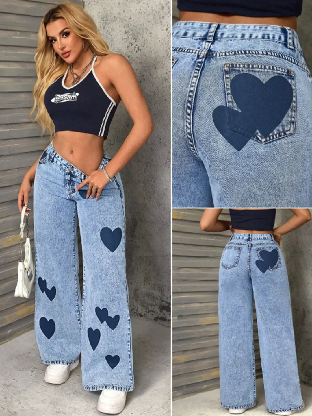 Amoura Heart Luxe Wide-Leg Jeans EvolvMode