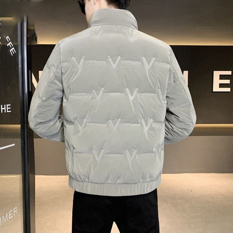 Men’s grey puffer jacket – modern insulated winter coat with clean design and zip front, ideal for stylish everyday wear.