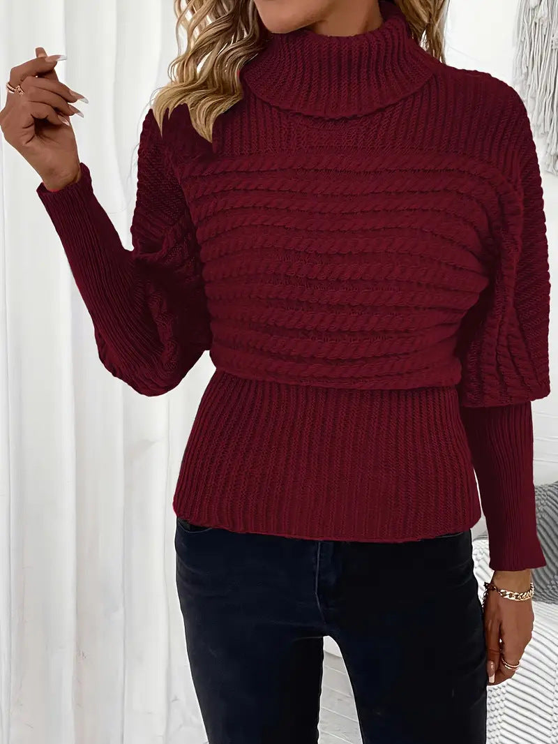 Mariselle Luxe Ribbed Knit Turtleneck Sweater