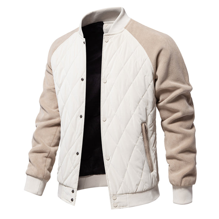 Autumn 2024 New fleece-lined Padded Thickened Jacket European and American Casual Jacket Raglan Sleeve Men&