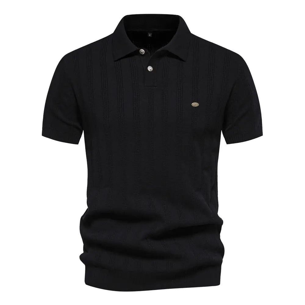 Men’s casual b knit polo shirt with vertical ribbed detailing – classic summer outfitack