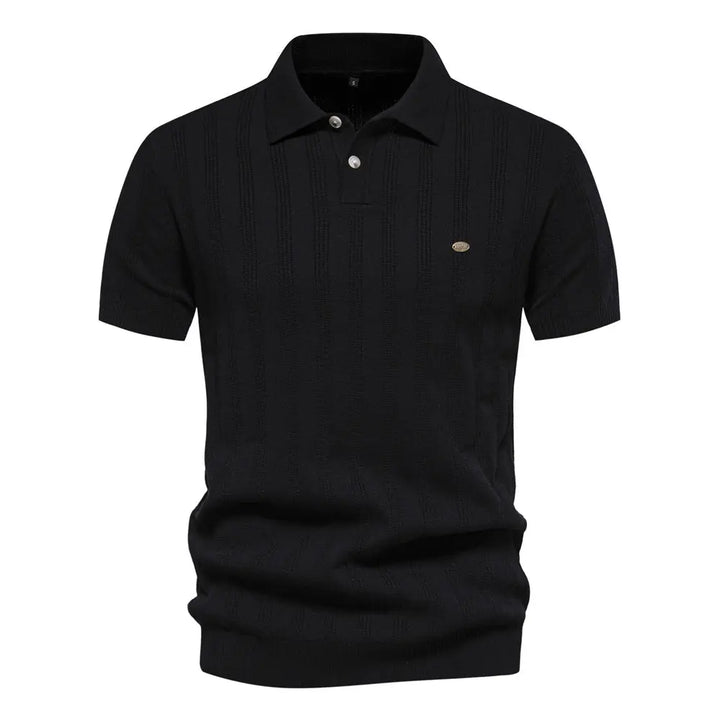 Men’s casual b knit polo shirt with vertical ribbed detailing – classic summer outfitack