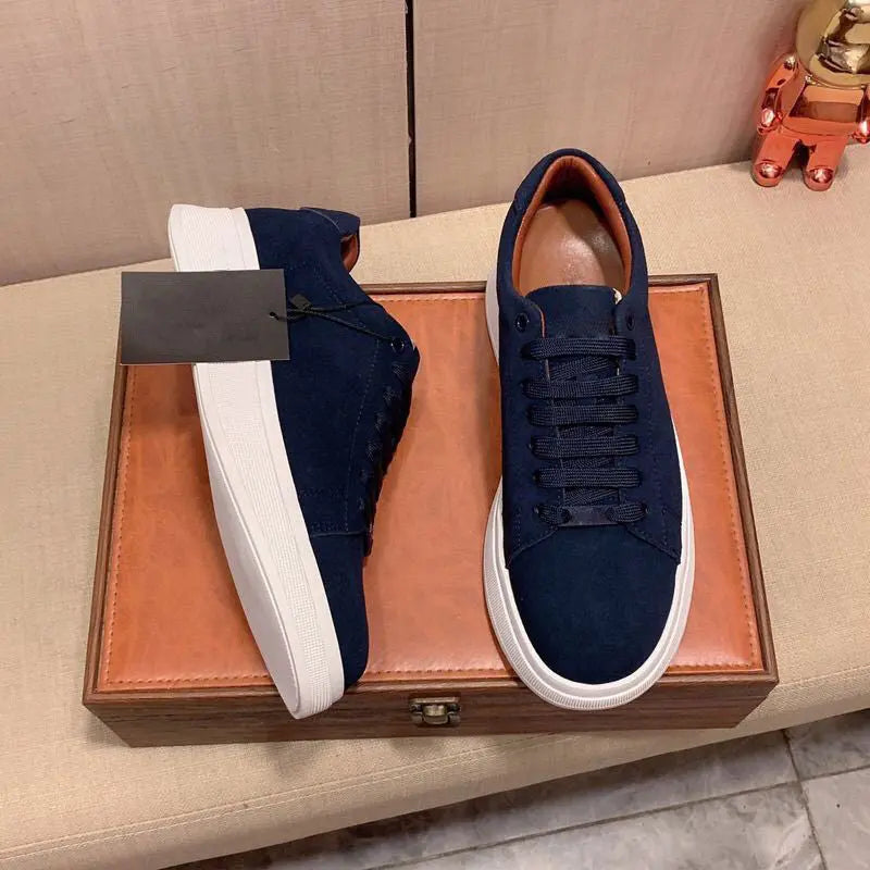 A navy blue casual sneakers