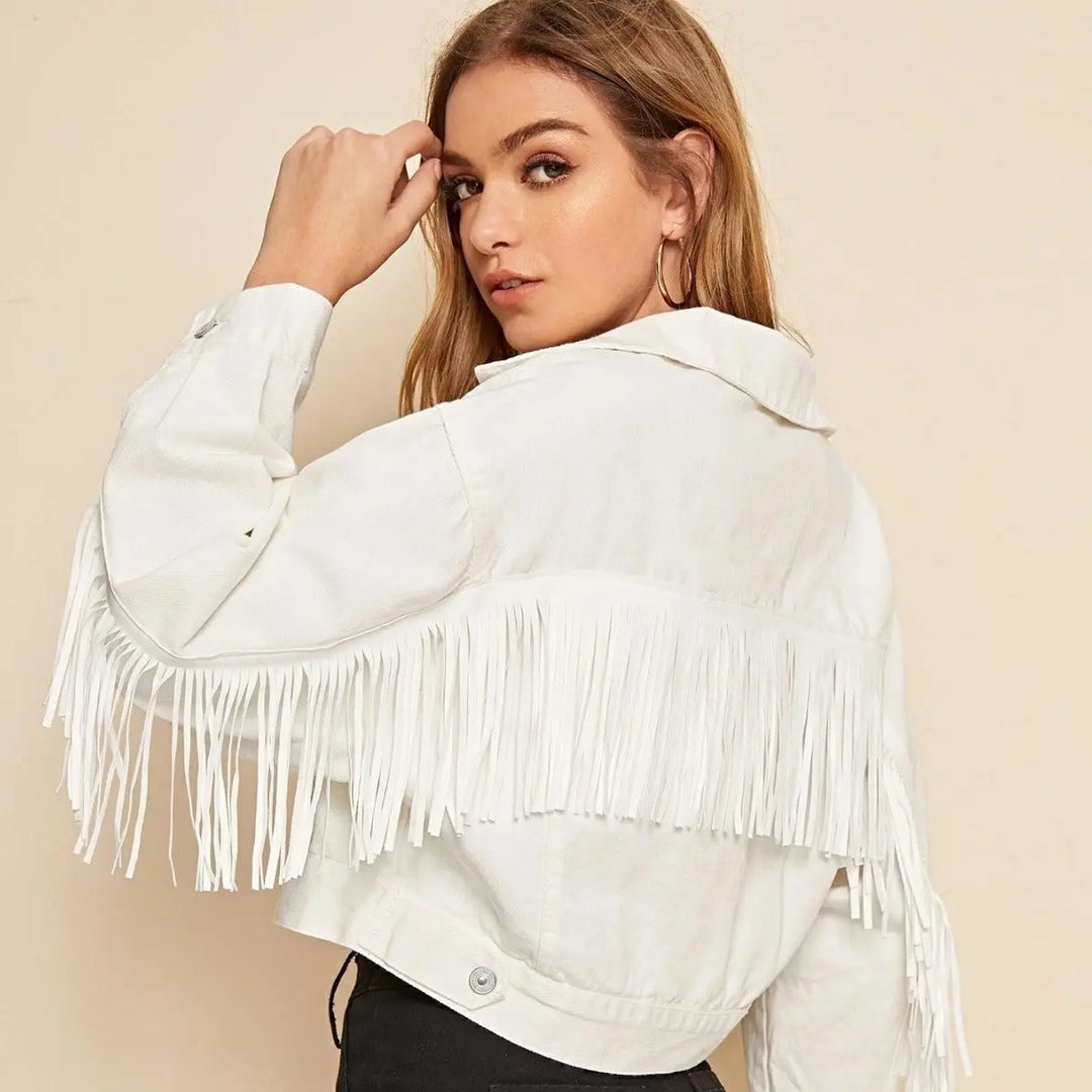 LuxeWhite Denim Jacket EvolvMode
