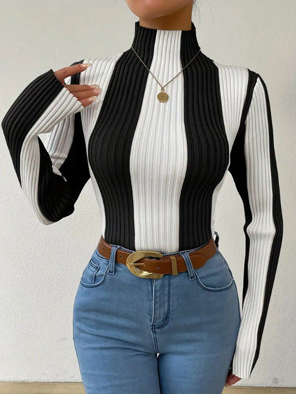 Arlena Sculpted Stripe Turtleneck