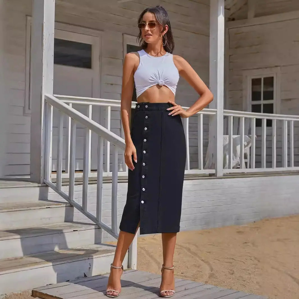 Versatile Denim Long Skirt EvolvMode