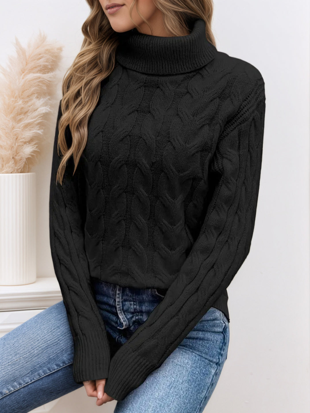 Elara Cozy Cable Turtleneck