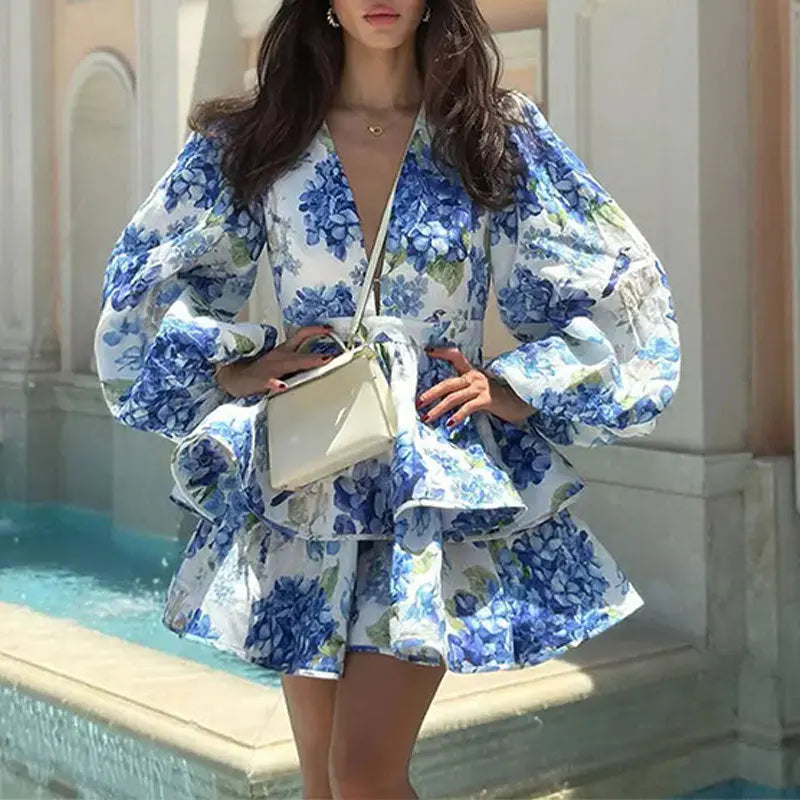 Floral Elegant V-neck summer dress EvolvMode