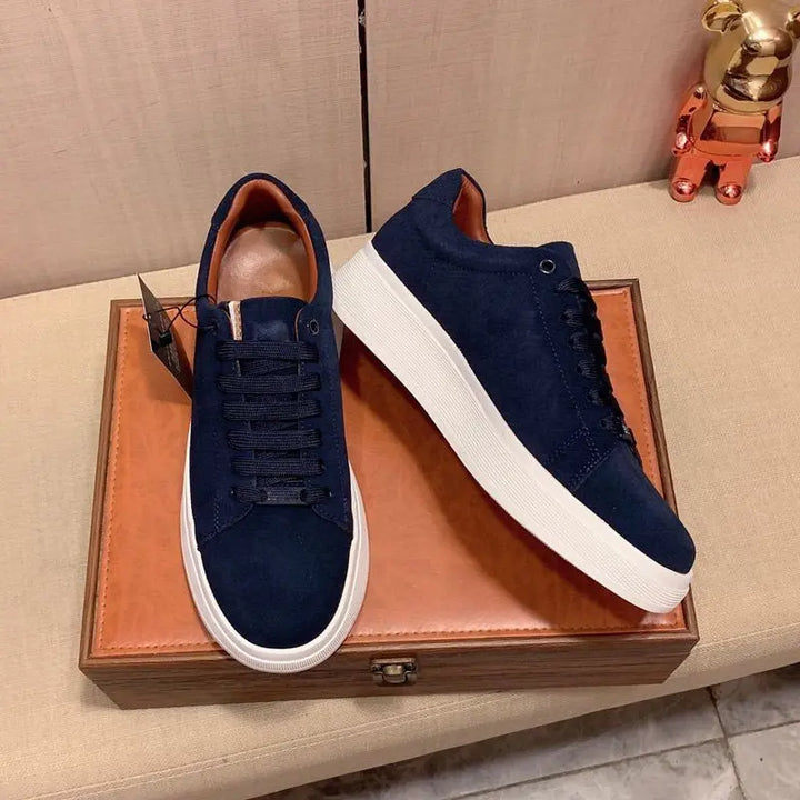 A navy blue casual sneakers