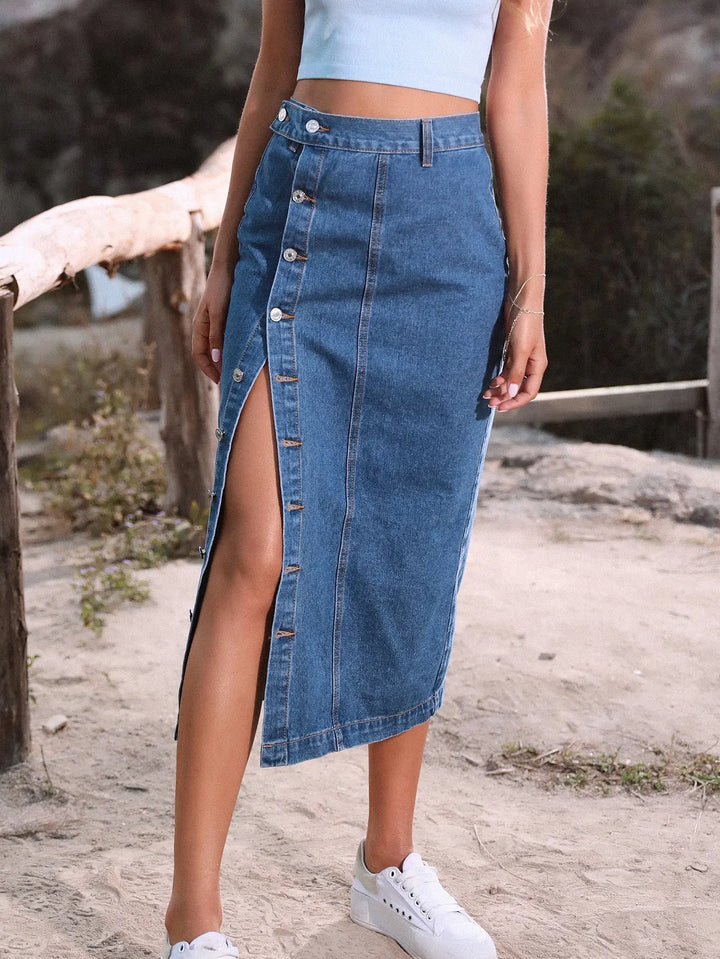 Versatile Denim Long Skirt EvolvMode
