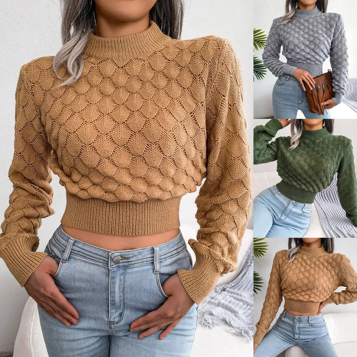 Elviera Textured Knit Crop Sweater EvolvMode