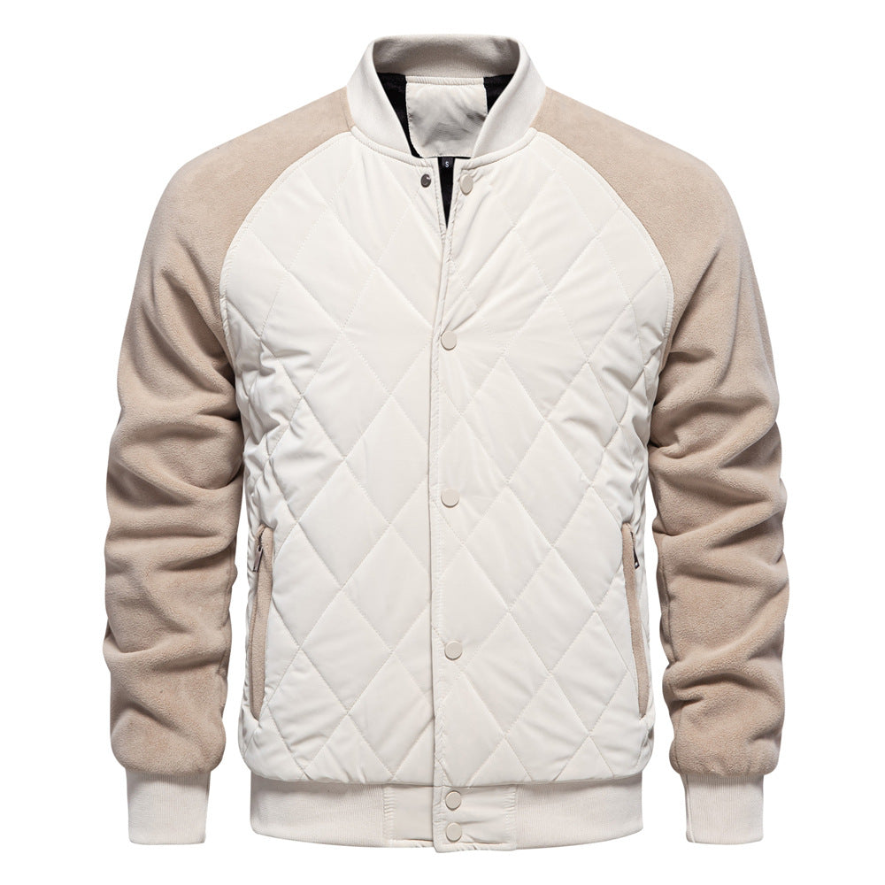 Autumn 2024 New fleece-lined Padded Thickened Jacket European and American Casual Jacket Raglan Sleeve Men&