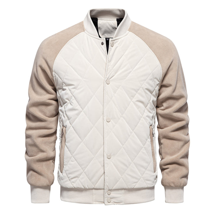 Autumn 2024 New fleece-lined Padded Thickened Jacket European and American Casual Jacket Raglan Sleeve Men&