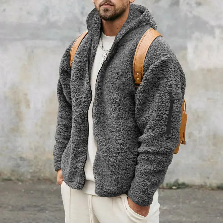 Mens Plush Fleece Hooded Jacket EvolvMode
