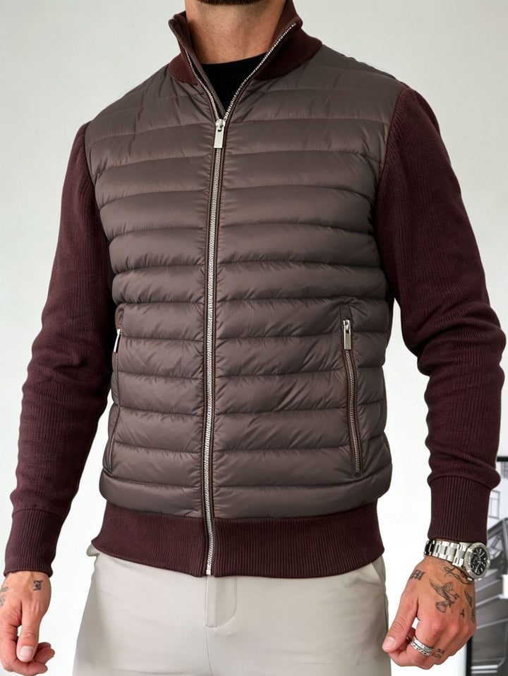 Winter men's cotton jacket with patchwork stand-up collar, sweater coat, cross-border casual warm cotton jacket, European and American foreign trade men's clothing