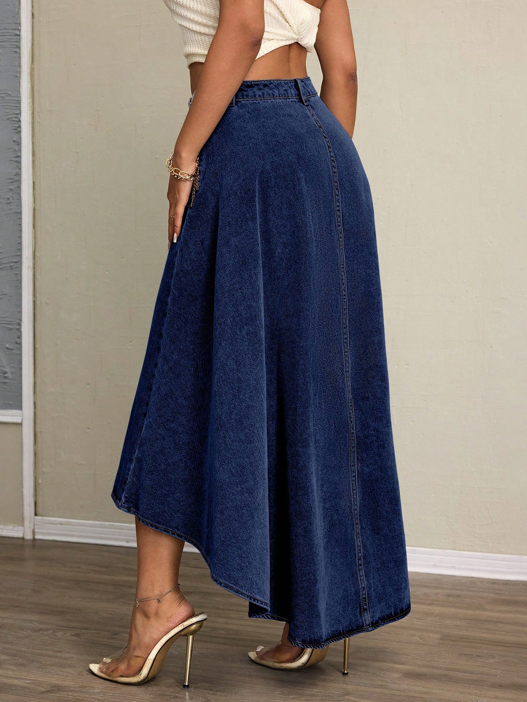 Marvella High-Slit Denim Skirt