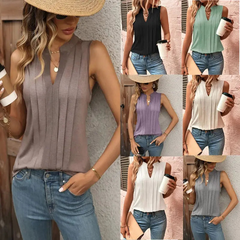 Sleeveless V-neck T-shirt EvolvMode