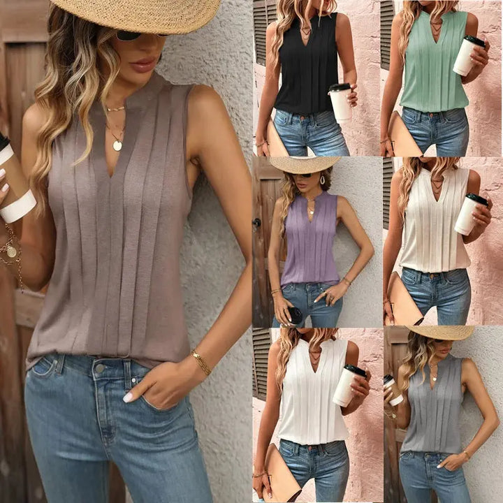 Sleeveless V-neck T-shirt EvolvMode