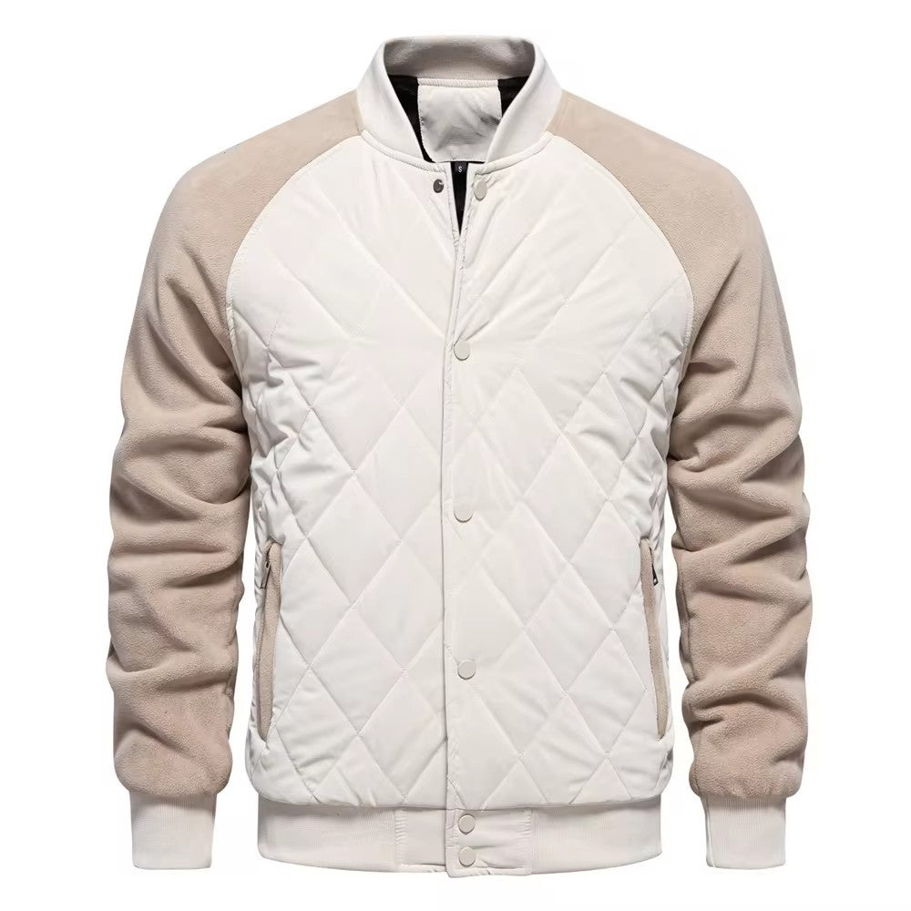Autumn 2024 New fleece-lined Padded Thickened Jacket European and American Casual Jacket Raglan Sleeve Men&
