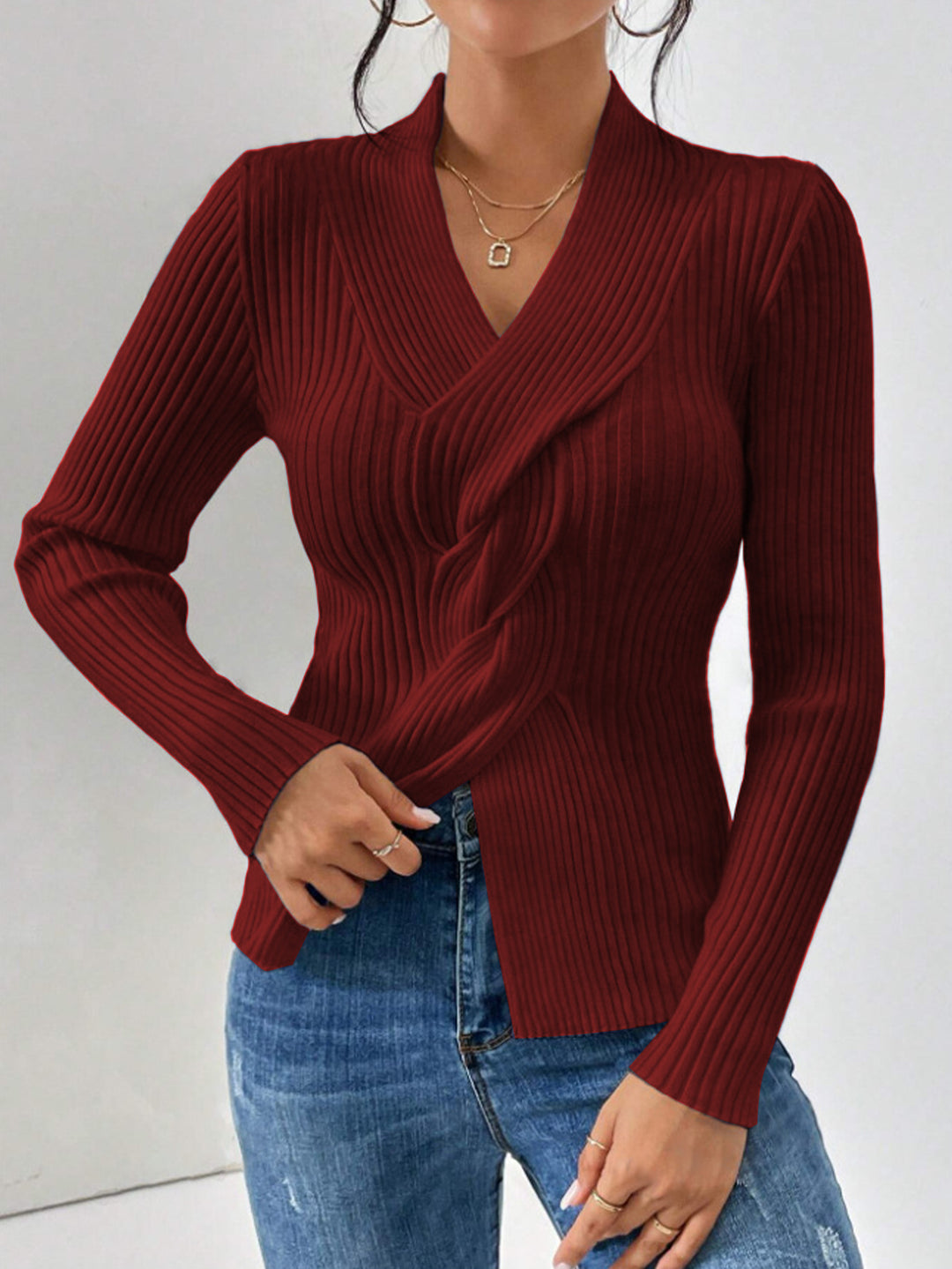 Ravena V-neck Ribbed Sweater