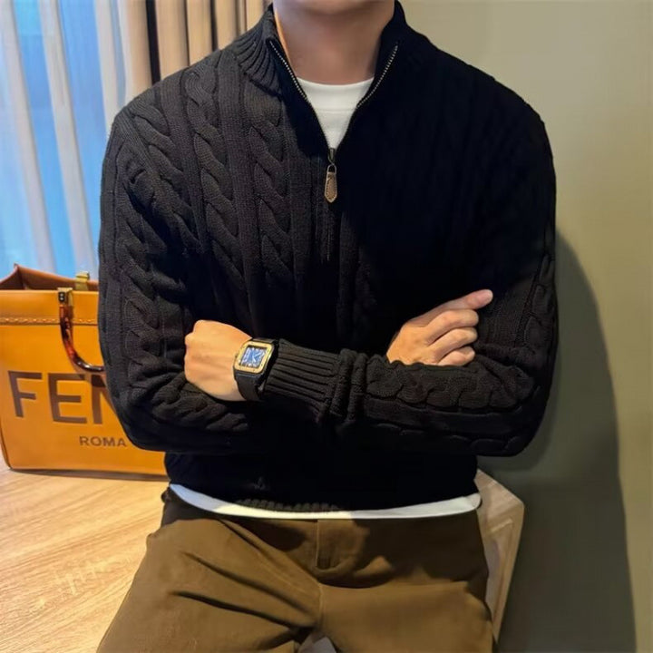 <font dir="auto" style="vertical-align: inherit;"><font dir="auto" style="vertical-align: inherit;">Cross-Border Autumn and Winter Men's Stand-Up Collar Twisted Half-Zip Knitwear High-Quality Knitwear Jacket Pure Color Mercerized Cotton Men's Style</font>