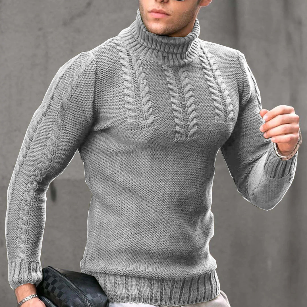 Men’s Heavy Winter Turtleneck Sweater – Ravaro Cable Knit