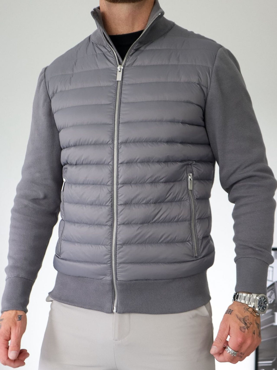 Winter men's cotton jacket with patchwork stand-up collar, sweater coat, cross-border casual warm cotton jacket, European and American foreign trade men's clothing