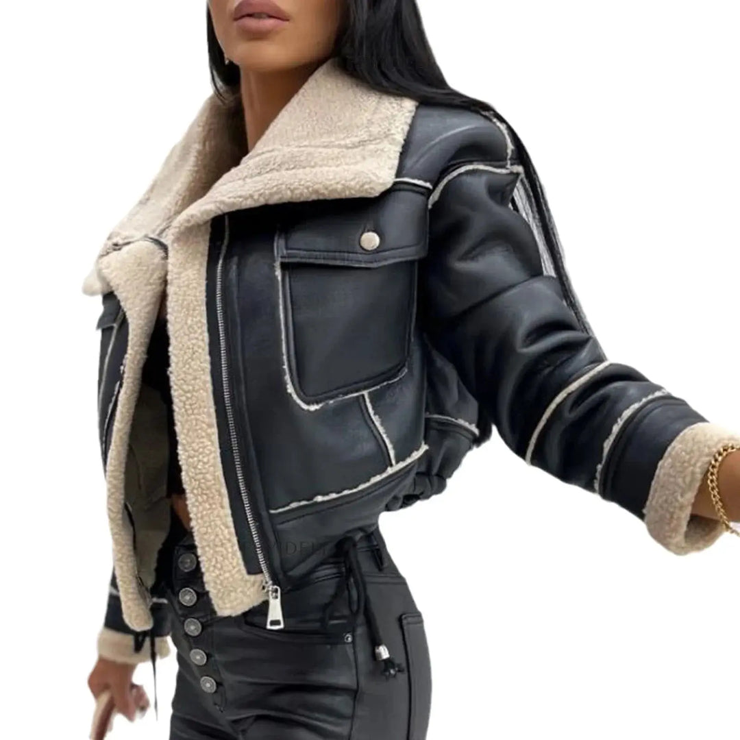 SleekLuxe Faux Leather Coat EvolvMode